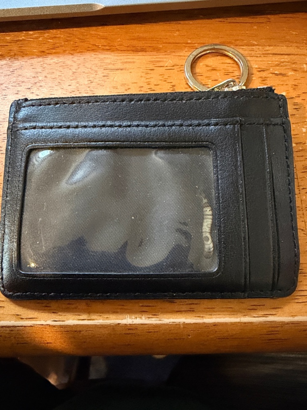 Coach Brown Leather Zip Card Case with Gold Hardware Keyring - Picture 2 of 2